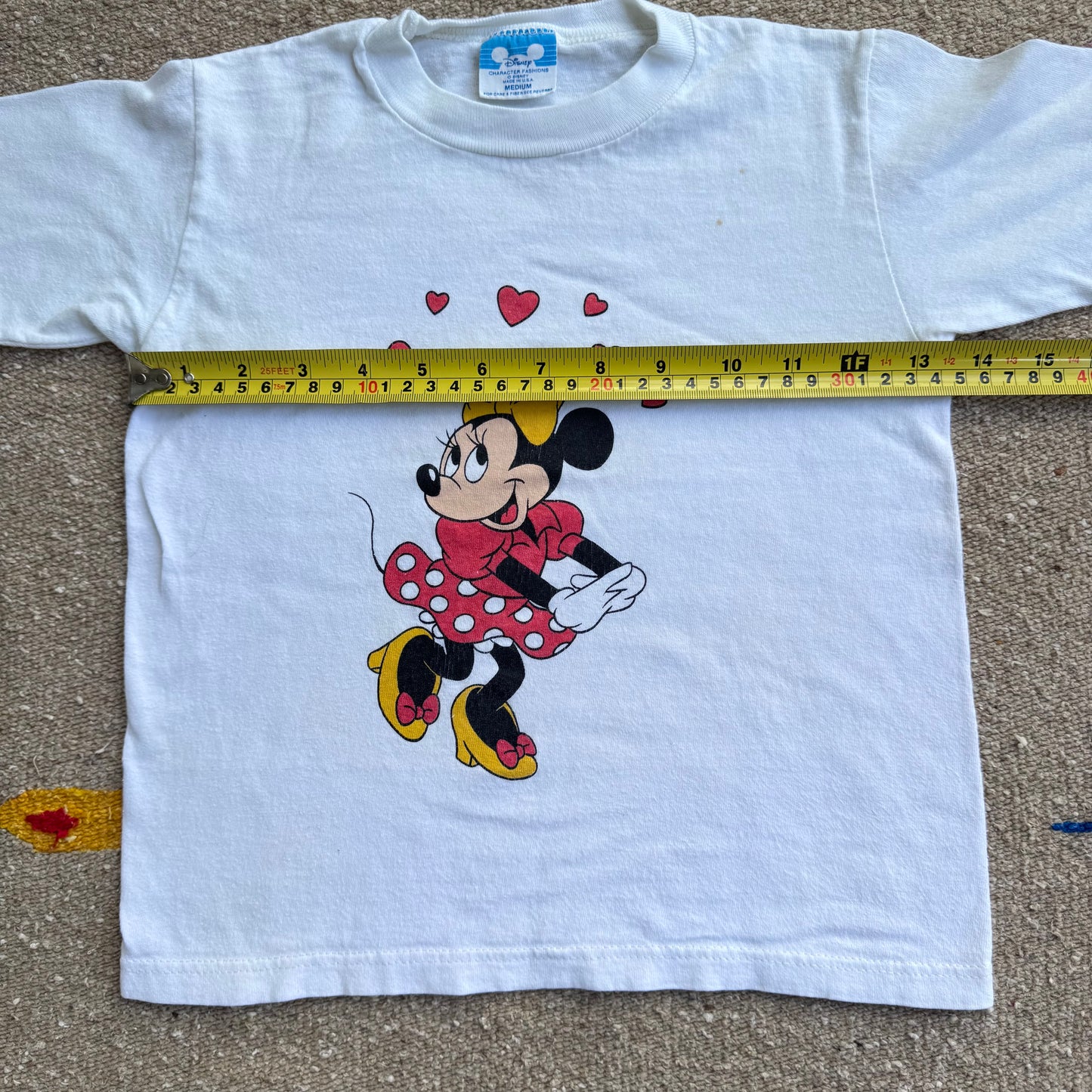 90s Kids Disney’s Minnie Mouse Print Single Stitch White 100% T-Shirt M 2Y 3Y 4Y Baby Tee Teen