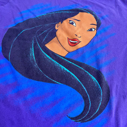 90s Kids Vintage Disney’s Pocahontas Purple Single Stitch 100% Cotton Short Sleeve T-Shirt Made In USA L 8Y 9Y 10Y