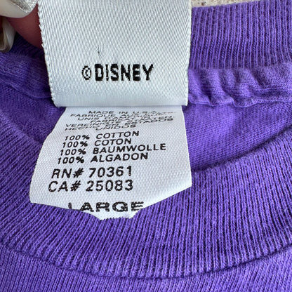 90s Kids Vintage Disney’s Pocahontas Purple Single Stitch 100% Cotton Short Sleeve T-Shirt Made In USA L 8Y 9Y 10Y