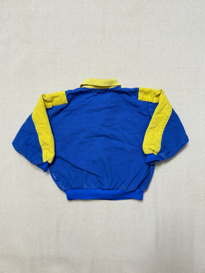80s 90s Kids Toddler Vintage Oshkosh Bgosh Blue Yellow Snap Collared Longsleeve Cotton Top / 3T 4T / Made in USA