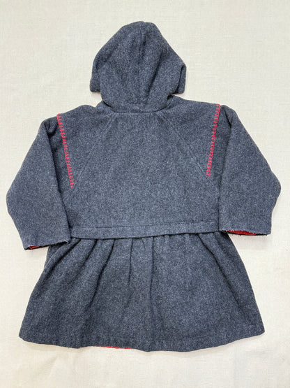 80s 90s Kids Vintage Oshkosh Bgosh Flower Rose Buttons A Line Lined Wool Jacket / 6y 7y