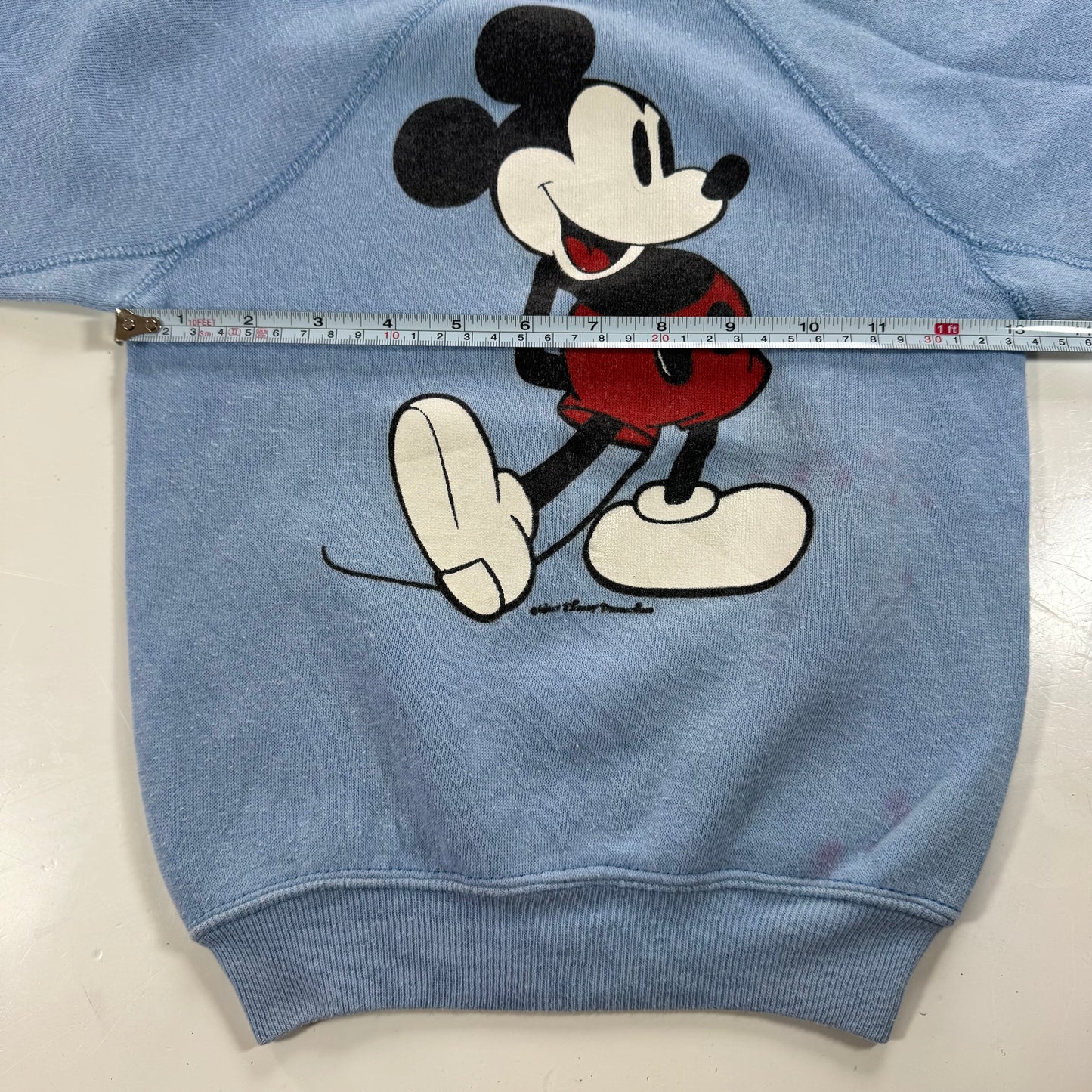 80s Kids Vintage Disney Mickey Mouse Light Blue Pullover Crew Sweatshirt M 6Y 7Y 8Y Made in USA