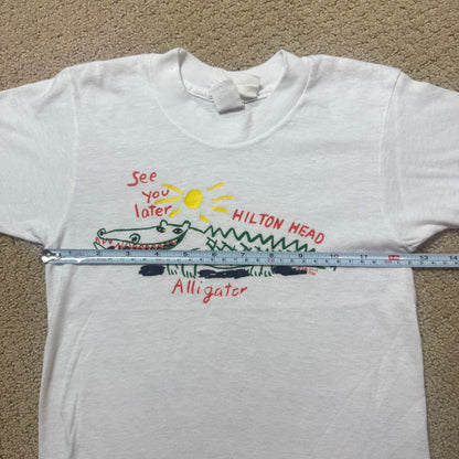 1986 Kids Vintage See You Later Alligator White Short Single Stitch Sleeve T-Shirt 4Y 5Y 6Y Made in USA