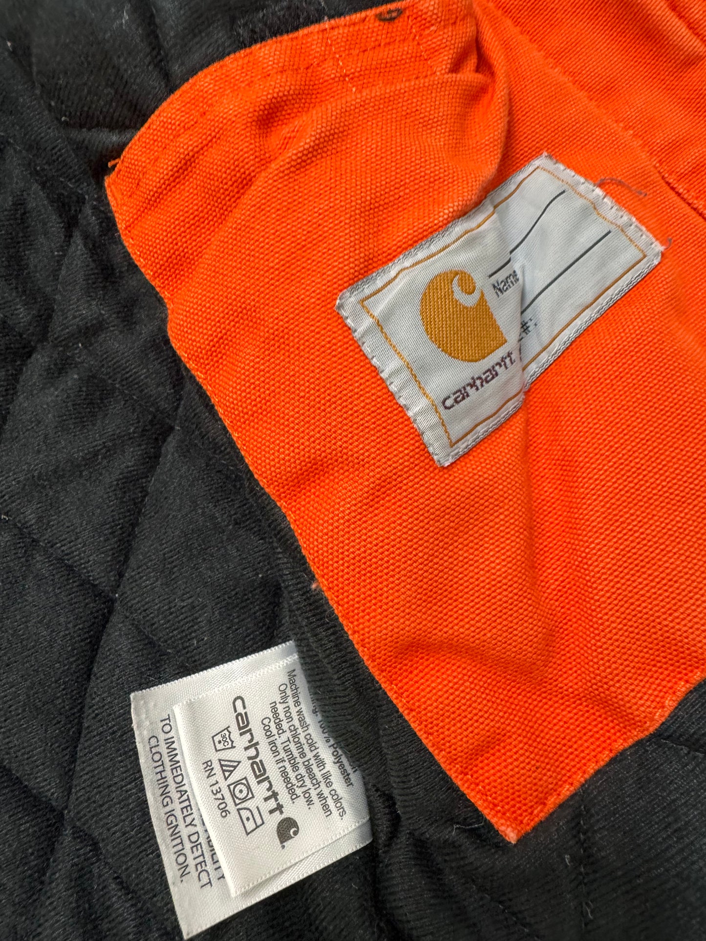 Kids Vintage Rare Color Carhartt Active Orange Safety Zip Lined Heavy Jacket S 7Y 8Y