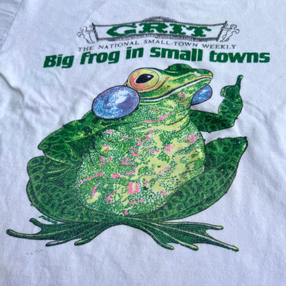 80s Kids Vintage Champion Grit Big Frog In Small Towns 100 % Cotton T-Shirt L Baby Tee Made In USA