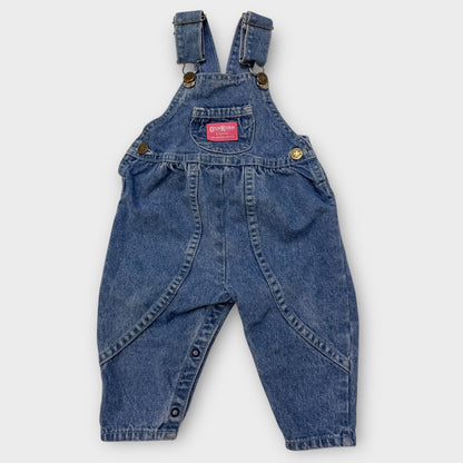 90s Baby Vintage 100% Cotton Denim Bubble Oshkosh B’Gosh Vestbak Overall 12m Pink Label