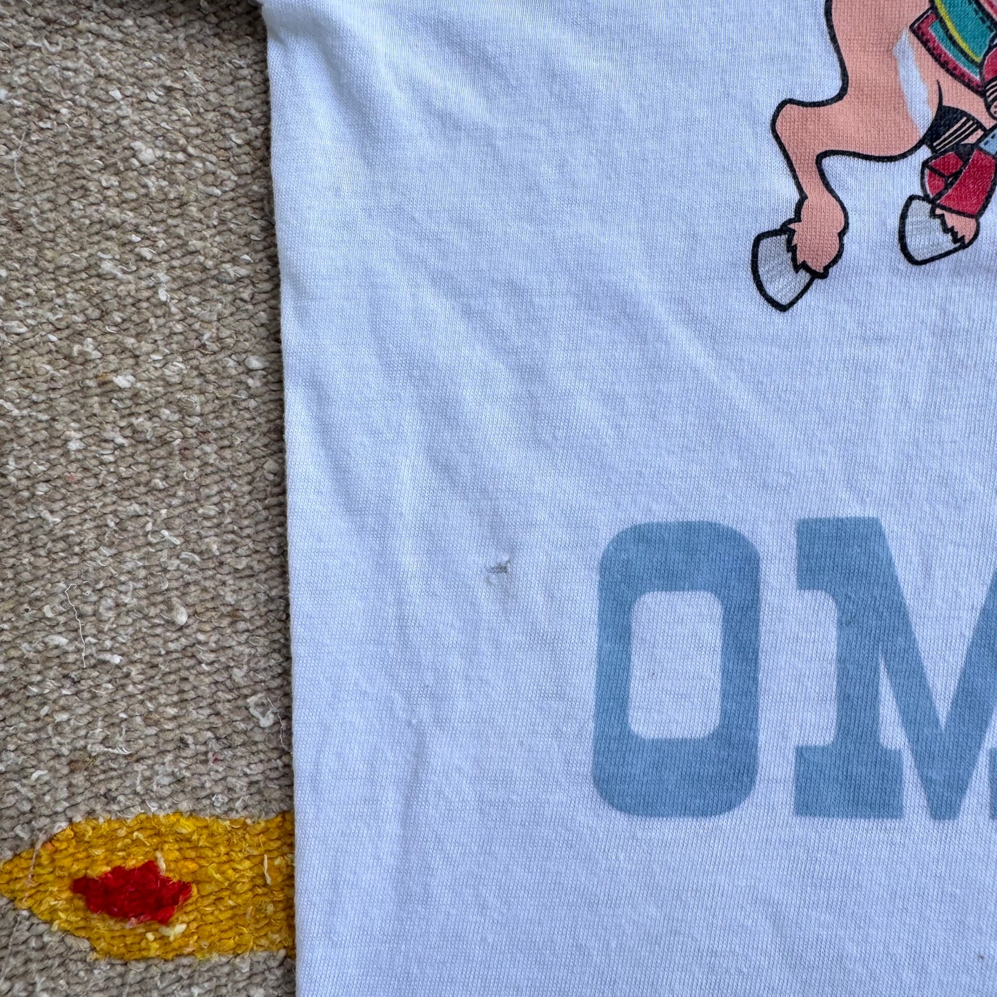 80s 90s Kids Mickey Cowboy Omak Single Stitch White T-Shirt M 10-12T Baby Tee Made In USA