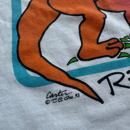 1993 Kids Youth Vintage Rex Dinosaur Cartoon 50/50 Whire T-Shirt 10Y 11Y 12Y Made In USA