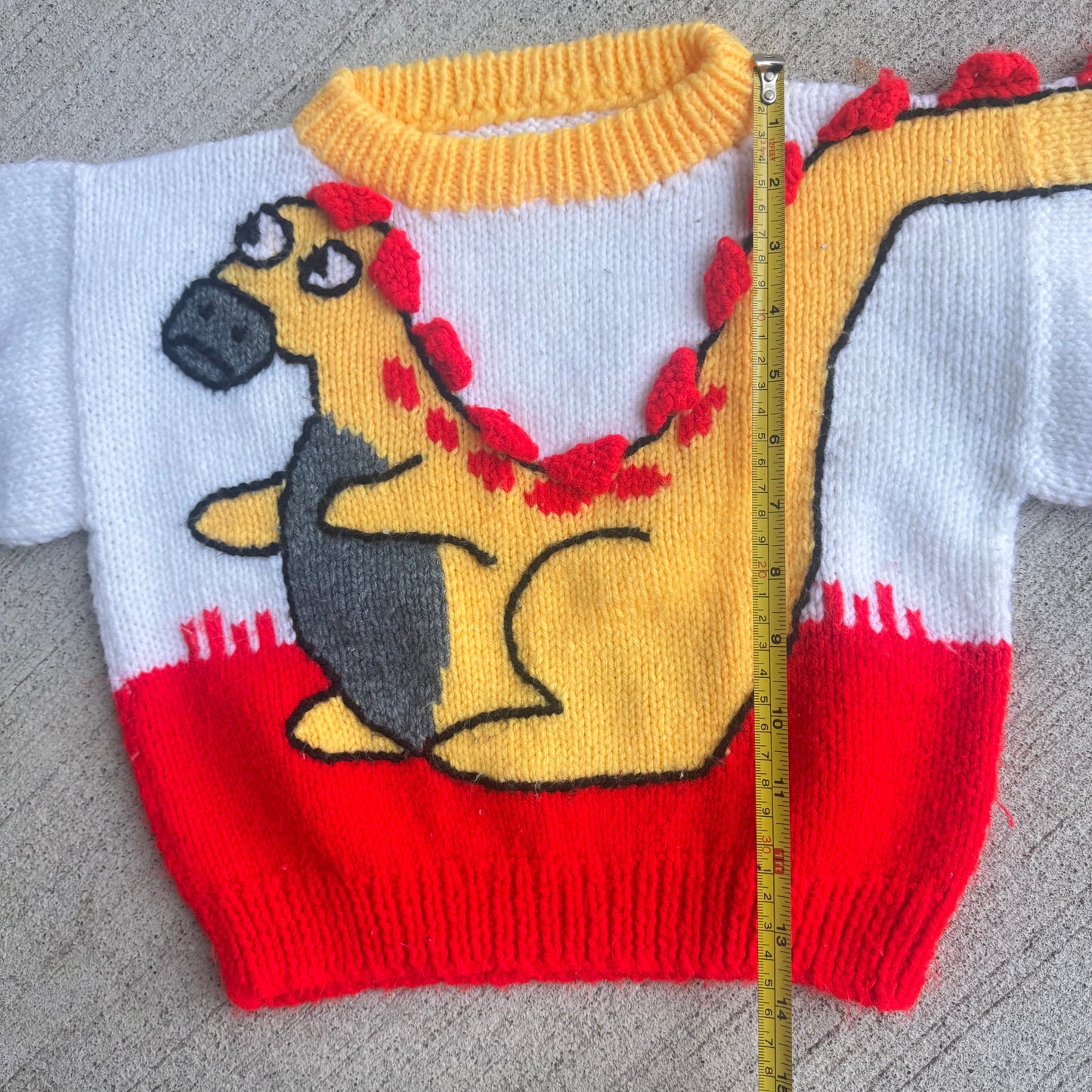 Kids Toddler Hand Knit Dinosaur Animal Hand Knit Pullover Sweater 3Y 4Y 5Y