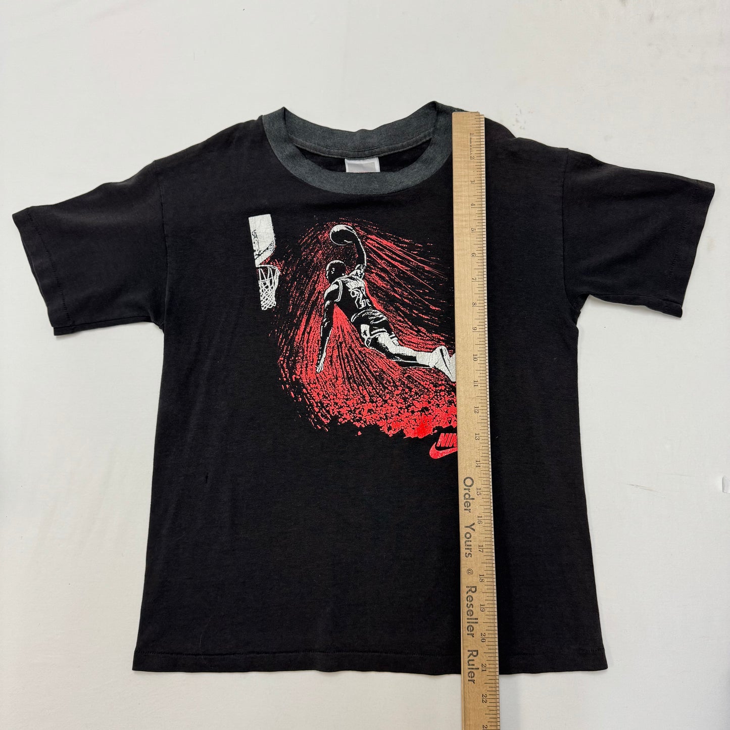 90s Kids Vintage Nike Michael Jordan 23 Jumpman Black Single Stitch Short Sleeve T-Shirt XL 18-20Y Made in USA