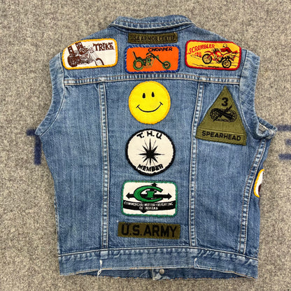 Vintage Kids Maverick Denim Vest With Patches Size 10Y