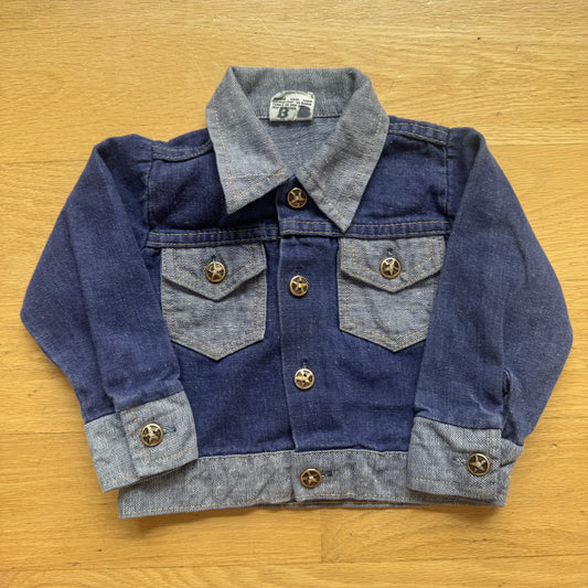 70s 80s Kids Toddler Vintage Alfredo Two Tone 100% Cotton Denim Long Sleeve Jacket 3T