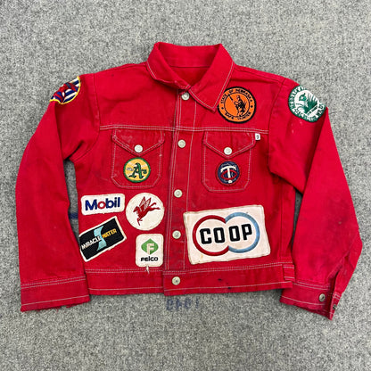 Vintage Youth 80’s Red Denim Jacket With Patches