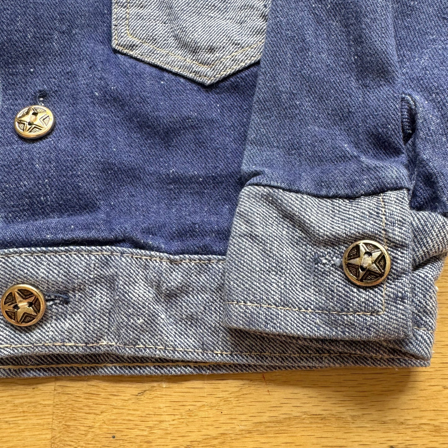 70s 80s Kids Toddler Vintage Alfredo Two Tone 100% Cotton Denim Long Sleeve Jacket 3T