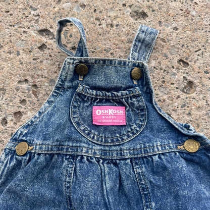 Baby Vintage Bubble Oshkosh B’Gosh Acid Wash 100% Cotton Denim Overall 3m 6m Made in USA