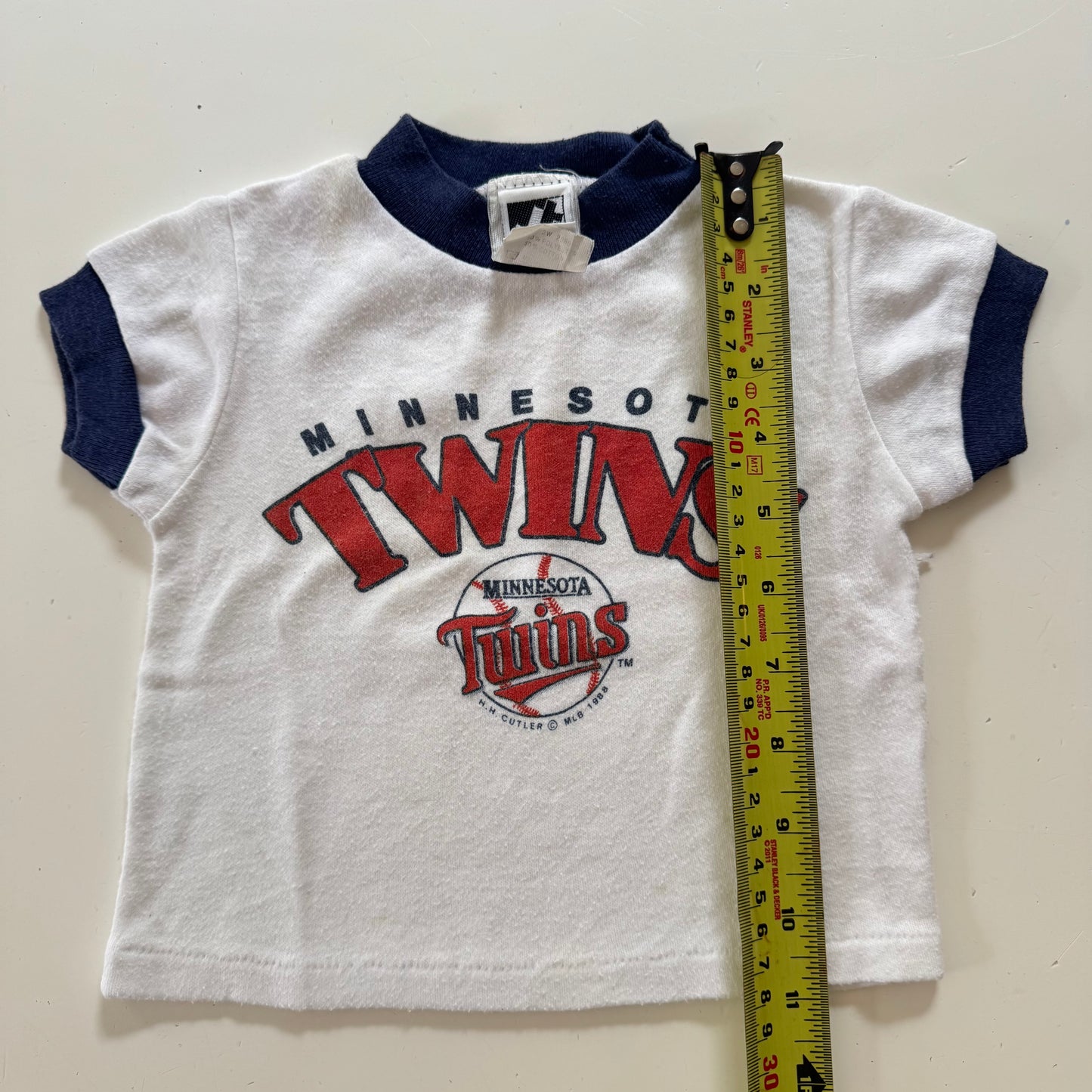 1988 Kids Baby Vintage Jog Togs Minnesota Twins MLB 50/50 White Short Sleeve T-Shirt 12m Made in USA