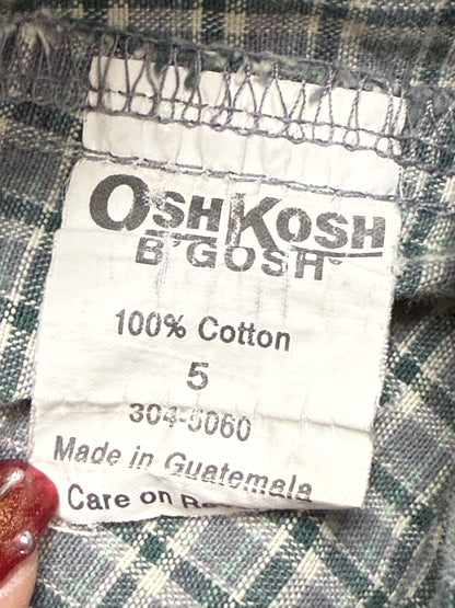 90s 2000' Kids Toddler Vintage Oshkosh Bgosh Gray Green Check Cotton Shorts / 3T 4T 5T