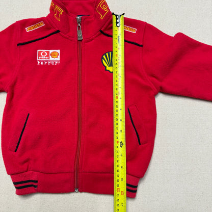 90s 2000' Kids Toddler Vintage Ferrari Shell Red Full Zip Up Racing Fleece Jacket / 3T 4T 5T