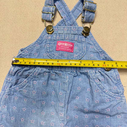 90s Kids Infant Baby Vintage Oshkosh Bgosh Flower AOP Denim Shortall / 0m 3m 6m