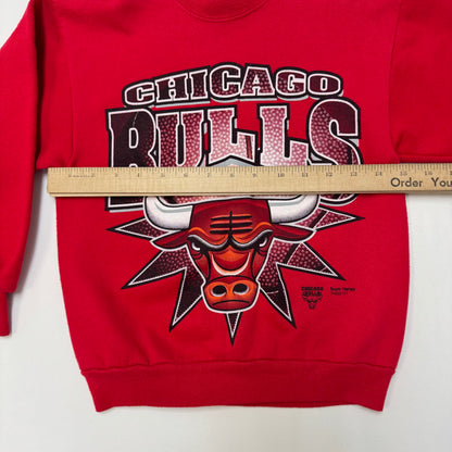 90s Kids Vintage Hanes Chicago Bulls Big Logo Red Long Sleeve Crew Sweatshirt M 10Y 11Y 12Y Made in USA