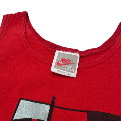 90s Kids Vintage Nike Flight Red Sleeveless 100% Cotton Tank Top L Made in USA