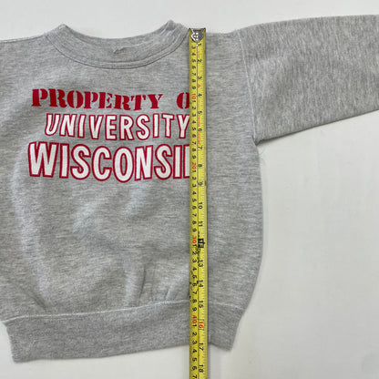 60’s Kids Vintage Property of University Wisconsin JOE BRENNER W Sided Print Sweatshirt / 5y-7y / Cotton Polyester / Made in USA