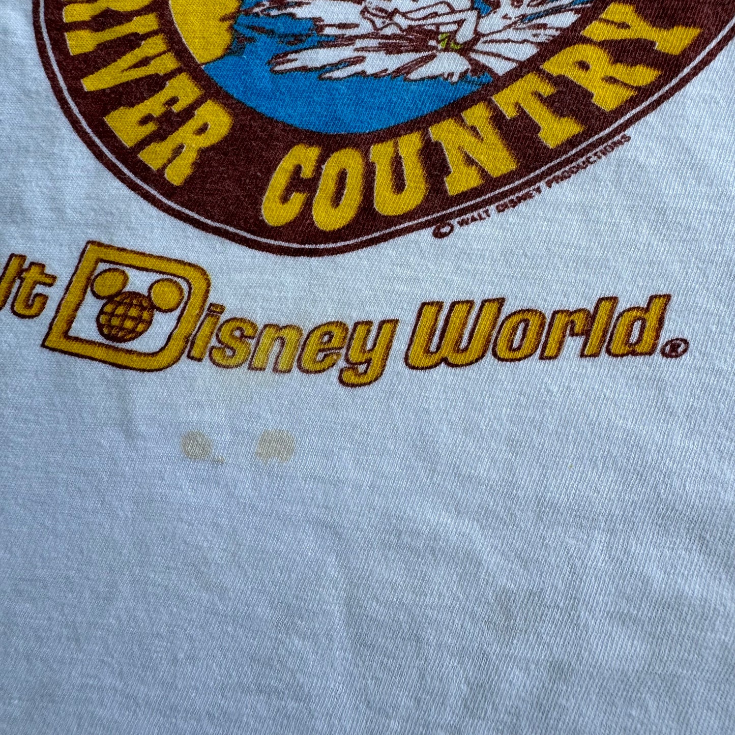 70s Kids Vintage Disney Fort Wilderness River Country White T-Shirt 6Y 7Y 8Y