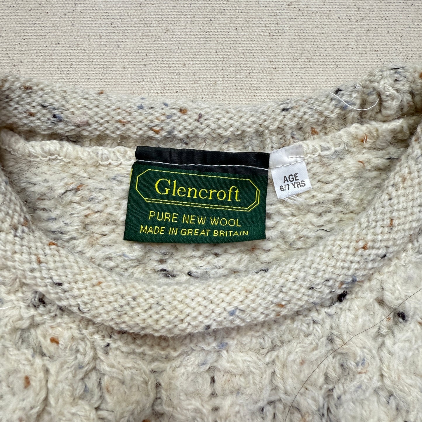 90s Kids Toddler Vintage Sheep Pattern Glencroft Pure Wool irish Fisherman Knit Sweater / 2T 3T