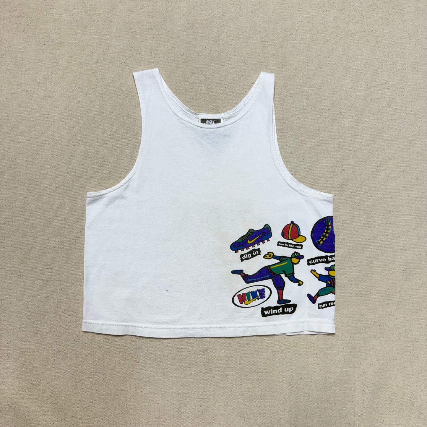 90s 2000' Kids Toddler Vintage Nike Baseball Great Graphic White Tank Top / 5y 6y 7y / Made in USA