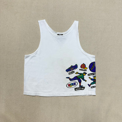 90s 2000' Kids Toddler Vintage Nike Baseball Great Graphic White Tank Top / 5y 6y 7y / Made in USA