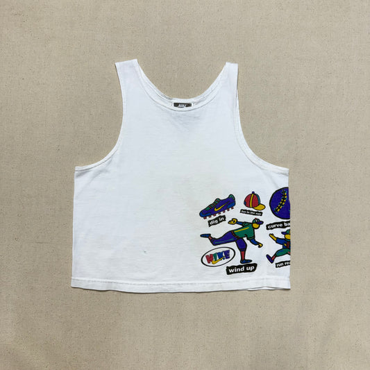 90s 2000' Kids Toddler Vintage Nike Baseball Great Graphic White Tank Top / 5y 6y 7y / Made in USA