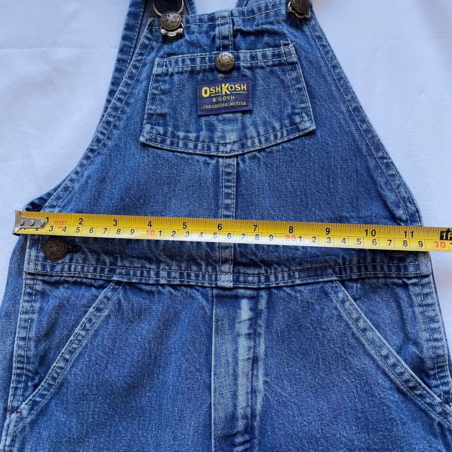 80s Kids Vintage Oshkosh Denim Overall with knee patches Size 7