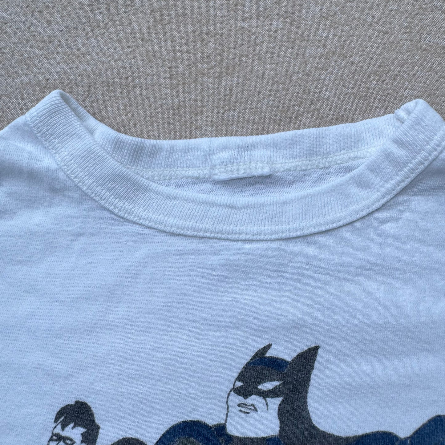 70s 80s Kids Vintage Batman and Robyn Cartoon Print White Short Single Stitch T-Shirt 3Y 4Y 5Y