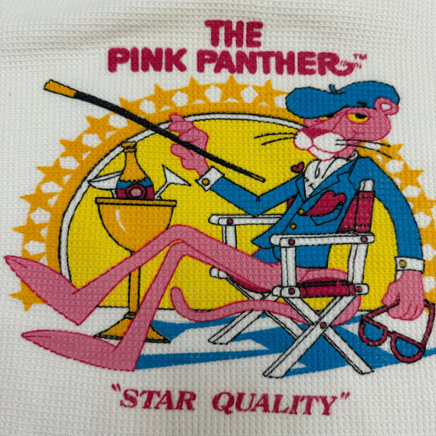 80s Kids Vintage Pink Panther ‘ Star Quality’ Thermal Long Sleeve Size M 8-10Y