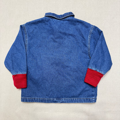 90s Kids Vintage Gymboree Rainbow Tag Quilted Lined Denim Toggle Jacket / 5y 6y 7y