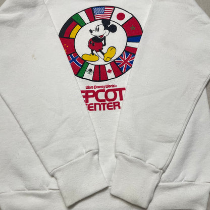 80s Kids Youth Vintage Disney Mickey Mouse Walt Disney World Epcot Center Flags Raglansleeve Sweatshirt / 10y 11y 12y 13y / Women's XS