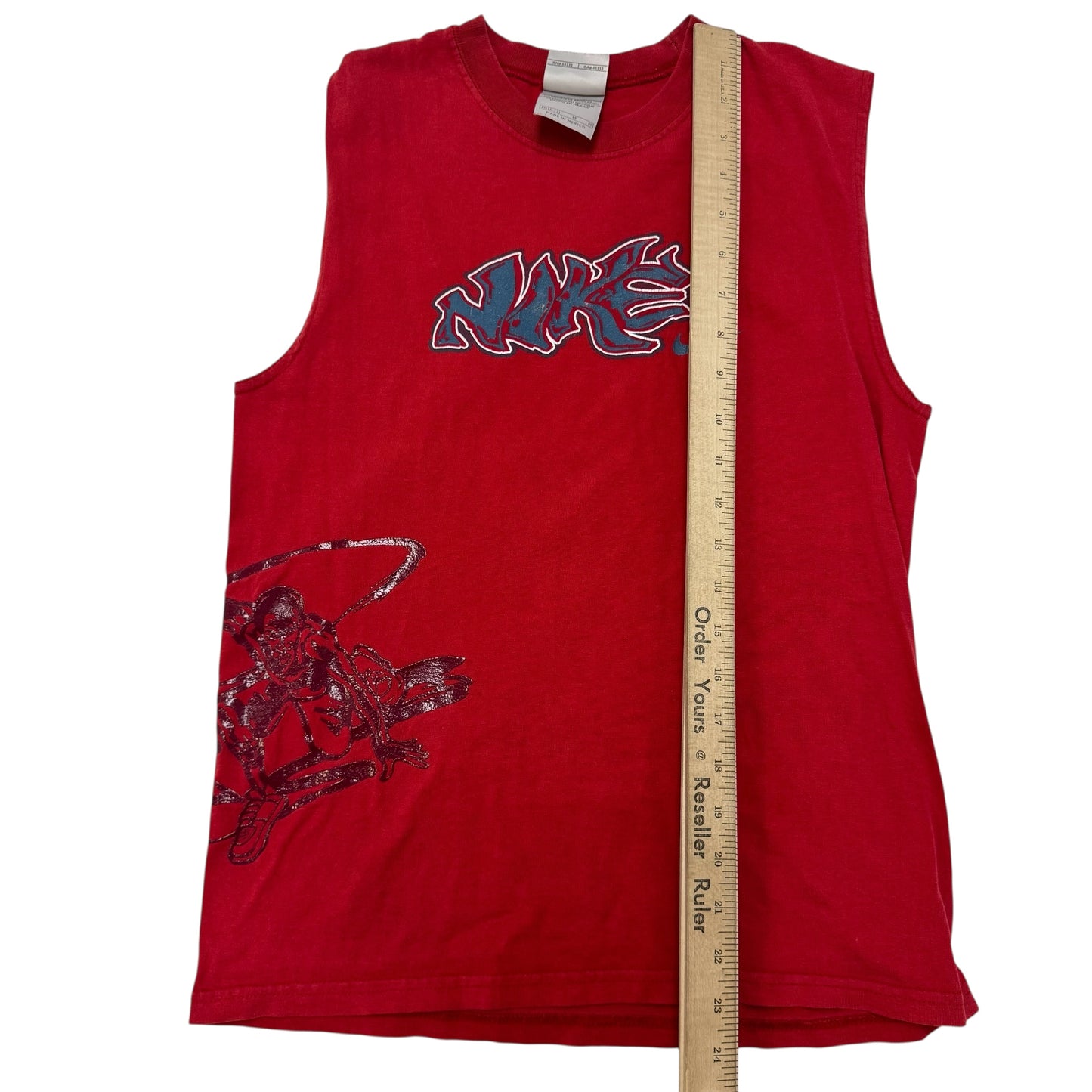 Y2K Kids Vintage Nike Red 100% Cotton Loose Tank Top M