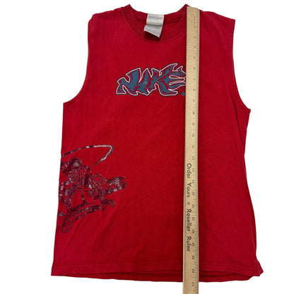 Y2K Kids Vintage Nike Red 100% Cotton Loose Tank Top M