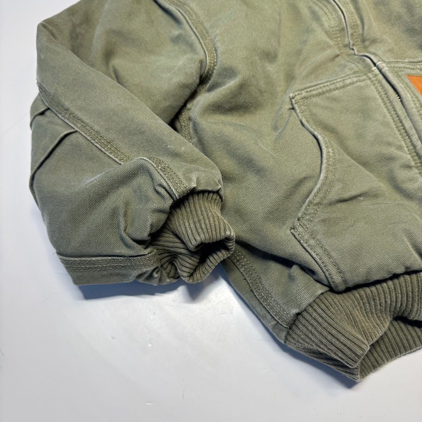 2000s Kids Army Green Active Carhartt Hooded Thick Jacket  7Y