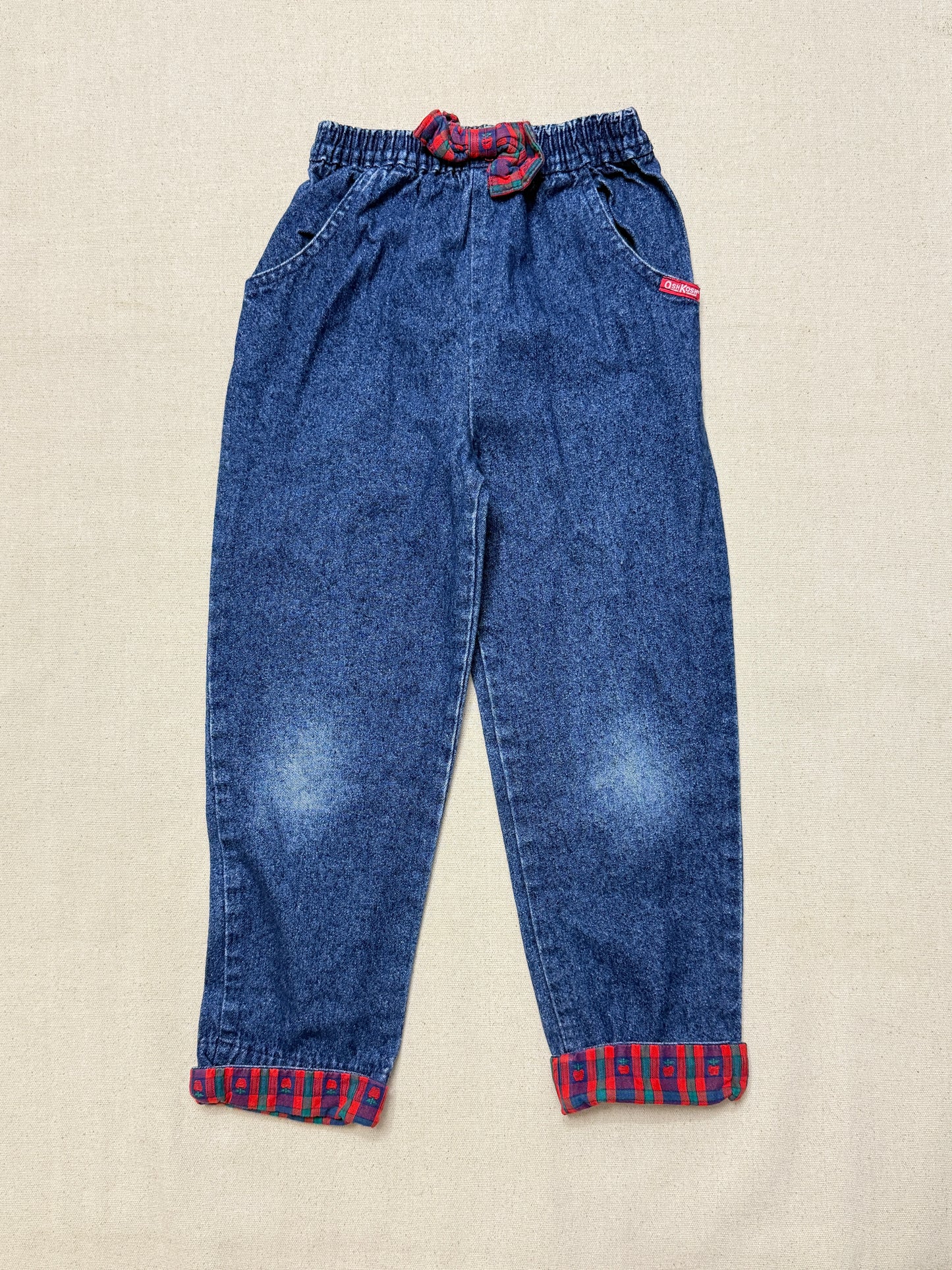 90s Kids Toddler Vintage Oshkosh Bgosh Apple Pattern Denim Pants / 4T 5T / Made in USA