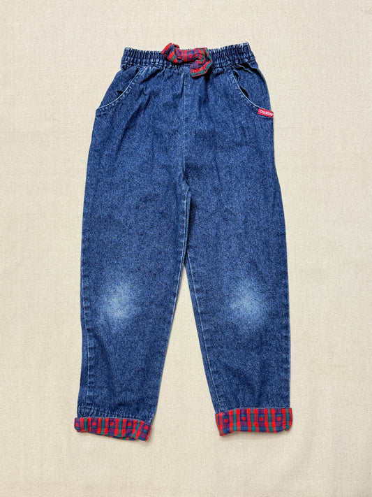 90s Kids Toddler Vintage Oshkosh Bgosh Apple Pattern Denim Pants / 4T 5T / Made in USA