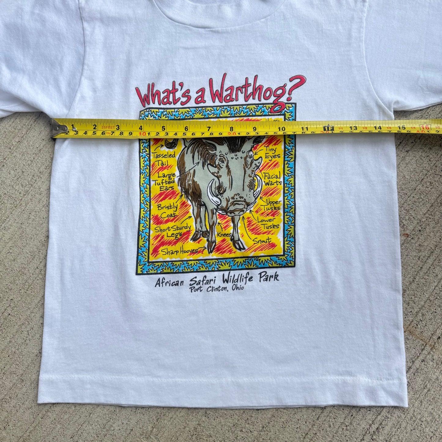 90s Kids Vintage What’s a Warthog? White 50/50 Single Stitch T-Shirt 10-12Y Baby Tee Made In USA