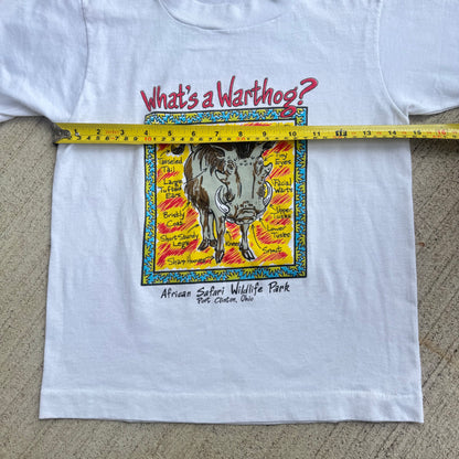 90s Kids Vintage What’s a Warthog? White 50/50 Single Stitch T-Shirt 10-12Y Baby Tee Made In USA