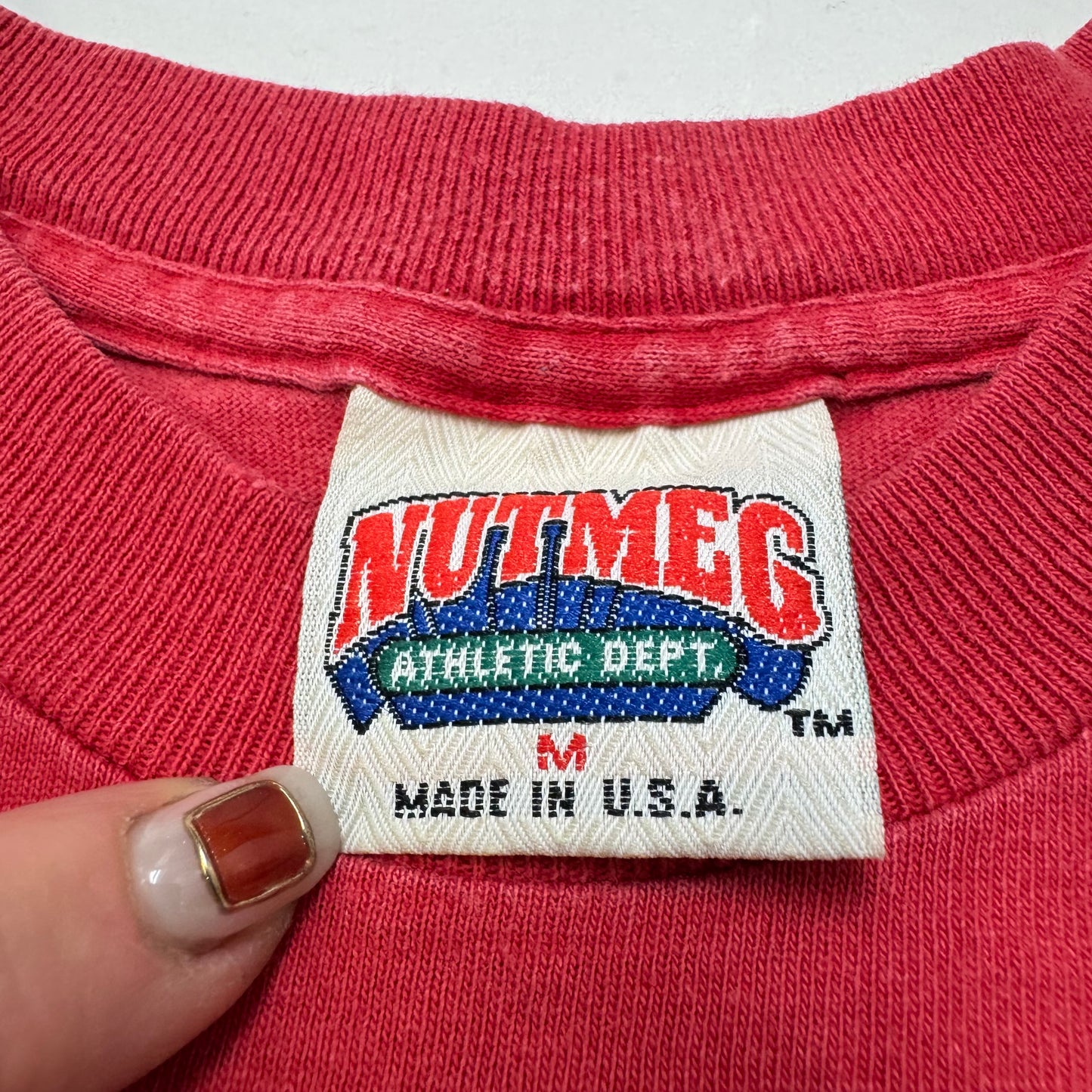 Early 90s Kids Teen Vintage Nutmeg NBA Chicago Bulls AOP Michael Jordan 23 Red Single Stitch Short Sleeve T-Shirt M 12-14Y Made in USA