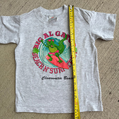 Kids Vintage Big Al Gator Beach N’ Surf Team Gray 50/50 T-Shirt Small 4/5Y Made in USA