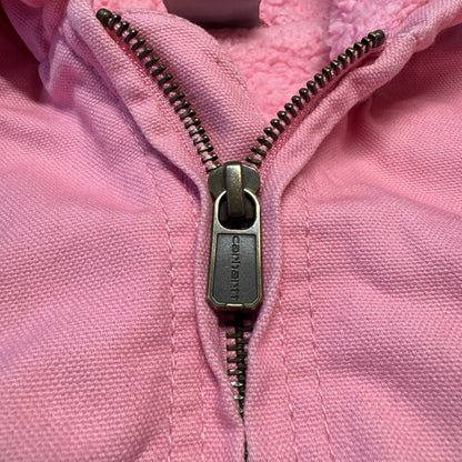 2000s Kids Vintage Pink Carhartt Zip Hooded Fleece Lined Jacket XS 6Y
