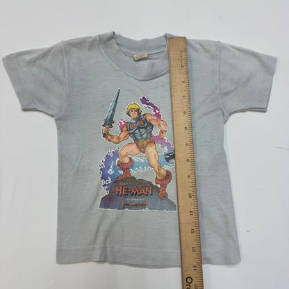 80s Kids Toddler Vintage He-Man Heat Transfer Print Gray Single Stitch Short Sleeve T-Shirt Junior Starts 4T Made in USA