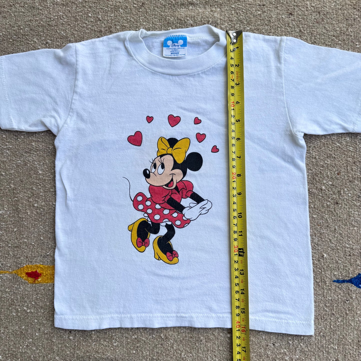 90s Kids Disney’s Minnie Mouse Print Single Stitch White 100% T-Shirt M 2Y 3Y 4Y Baby Tee Teen
