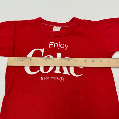 80s Vintage Kids/Youth Coke `Enjoy Coke’ Red T-shirt Baby Tee L