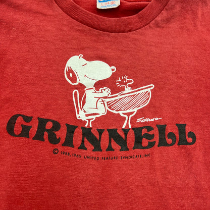 Kids 70s Vintage Champion Snoopy Red Grinnell T-shirt L(14-16Y) Made in USA